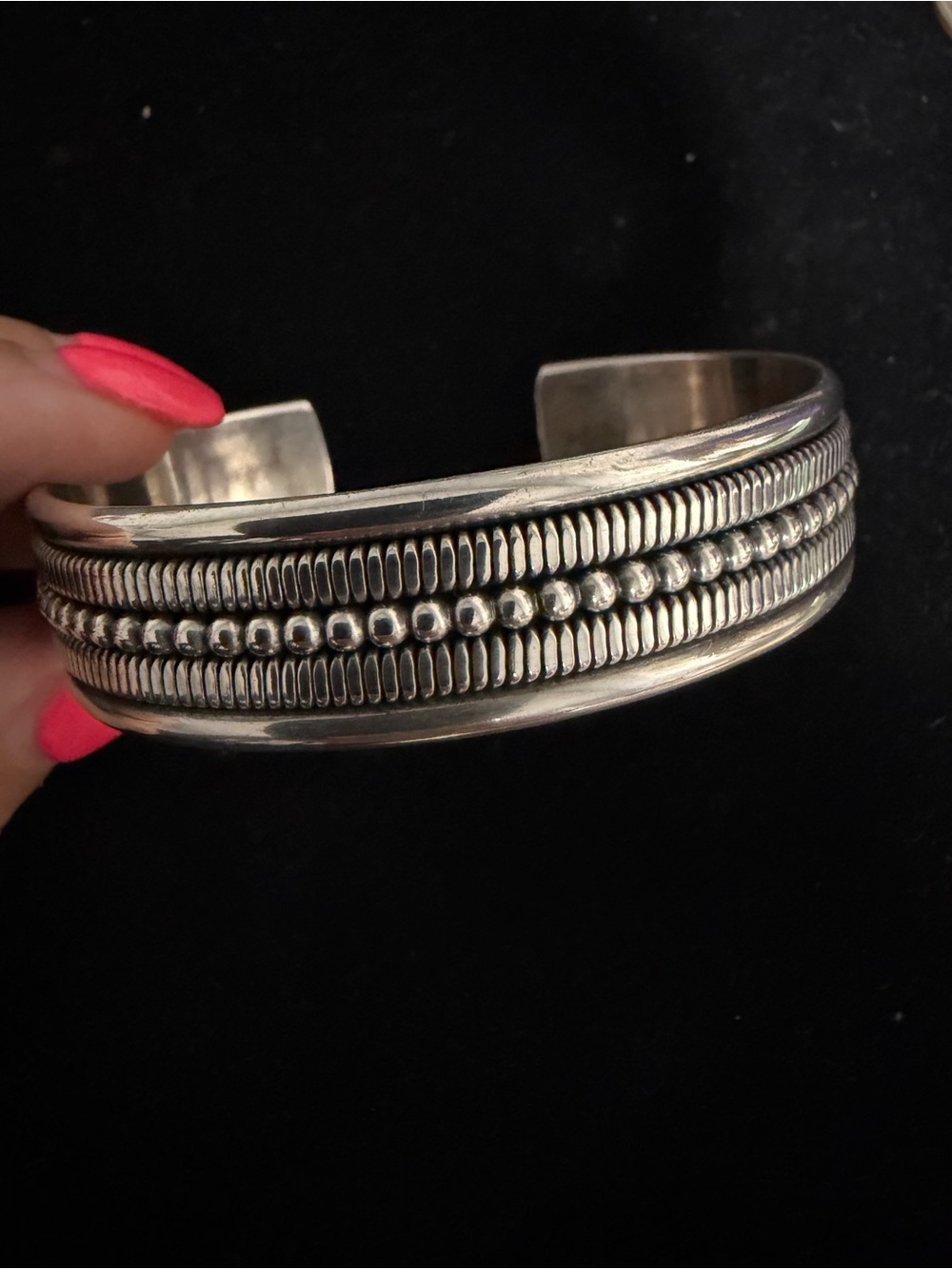 TAHE 925 Sterling silver heavy signed cuff bracelet